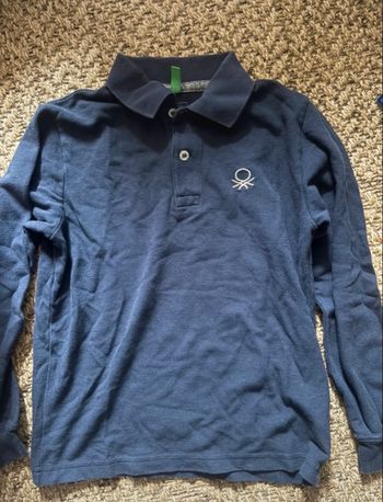 Polo manches longues Benetton bleu marine 7-8 ans