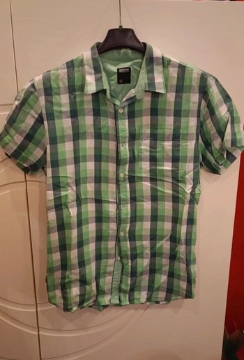 Camicia Smog mezze maniche a quadrettoni verde e blu
