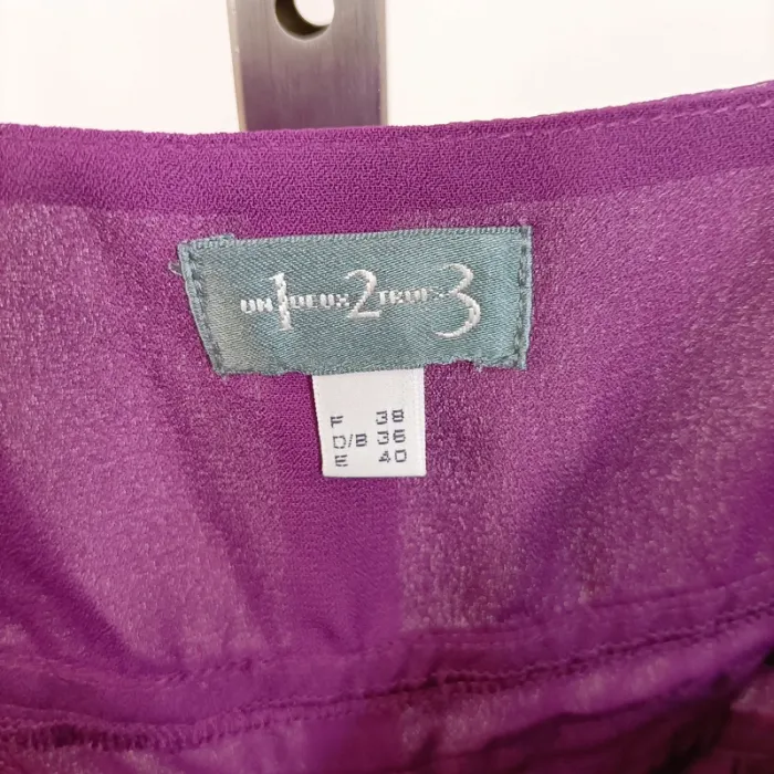 Robe violette soie 100 % 1.2.3 Paris, taille 38, bretelles fines, élégante et fluide A803 - photo numéro 4