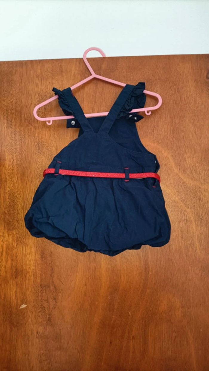 Salopette robe bleu et rouge "bonheur forever" - photo numéro 2