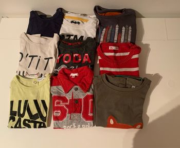 Lot 9 t-shirts garçon 12/18 mois