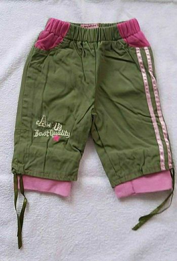 Pantalon fille rose et kaki  6 mois