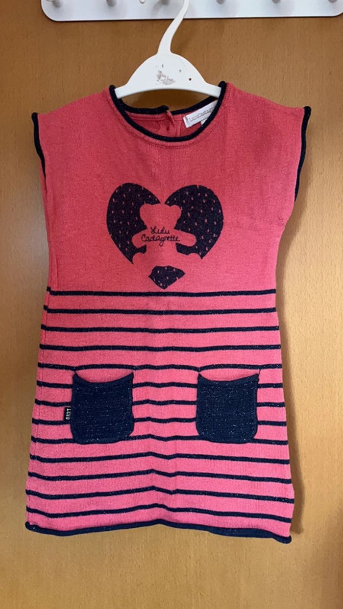 Robe lulu castagnette « ourson cœur » taille 2 ans - photo numéro 2