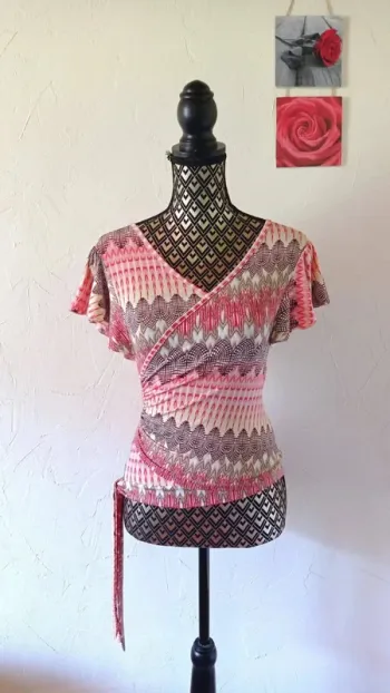 🌸Blouse effet cache-cœur, Sépia, taille 36