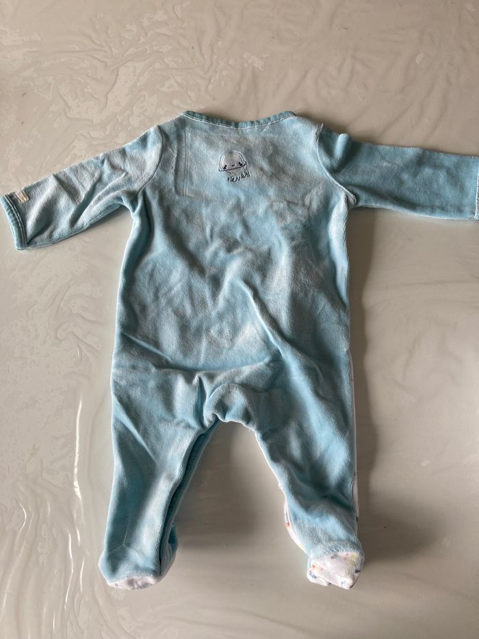 Pyjama velours Sergent Major blanc et bleu 3 mois - photo numéro 2