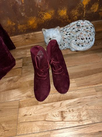 Boots compensés en tissu bordeau 36 très bon état forever 21