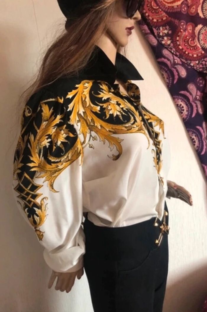 Vintage baroque pattern shirt / Chemise vintage motif baroque Françoise de France - photo numéro 6