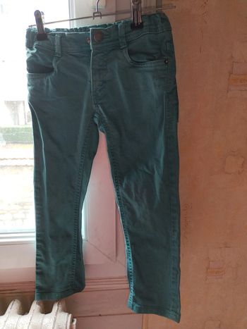 Pantalon jean vert menthe - coupe slim 5 Ans