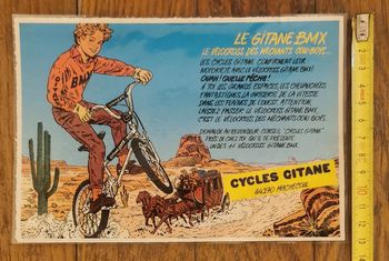 Ancienne petite publicité plastifiée vélo bmx gitane Vintage