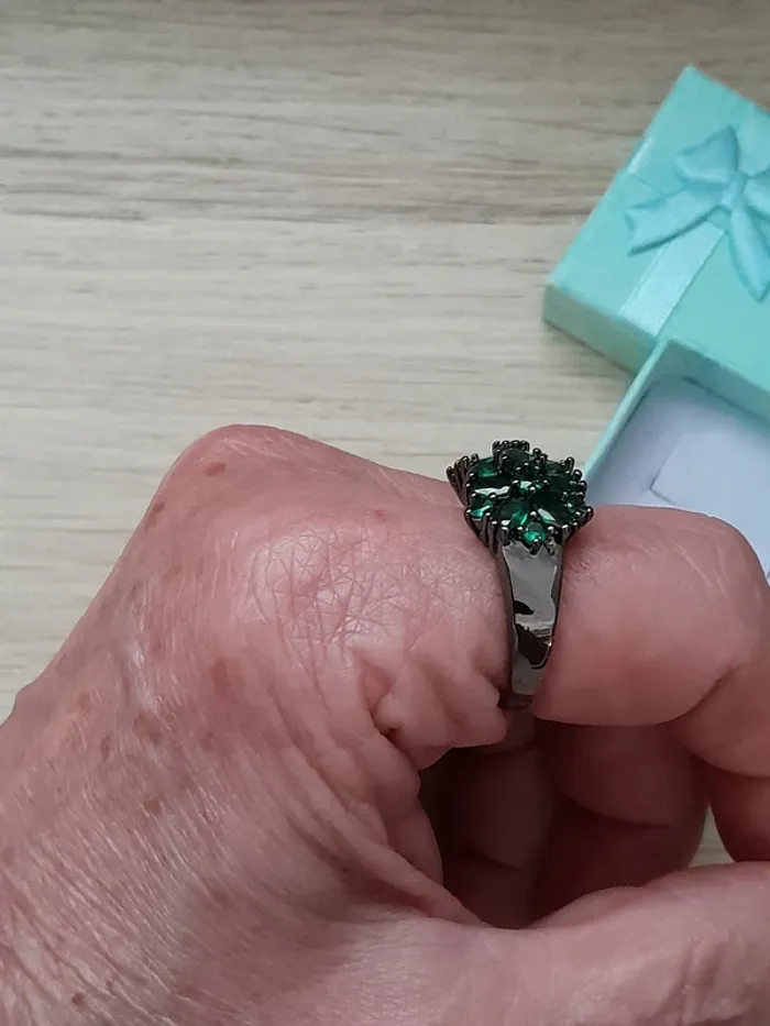 Bague style bohème, large bande de pierres couleur vertes taille 60 - photo numéro 6