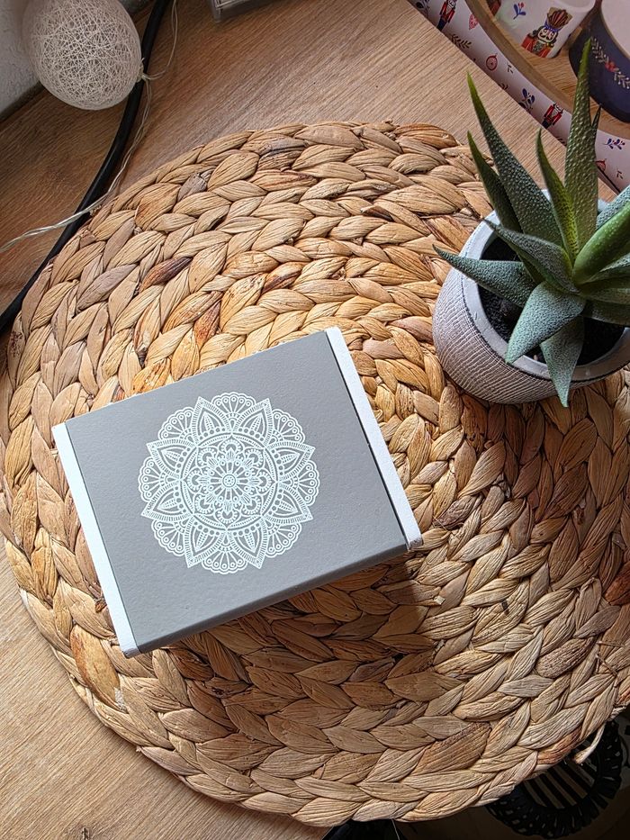 Petite boite en bois blanche et grise