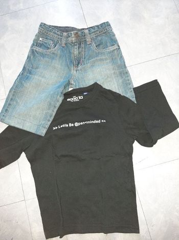 1 bermuda jean Dpam et 1 tee shirt Okaïdi