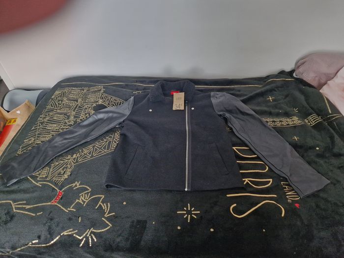 Veste mi tissu mi simili cuir noir neuf