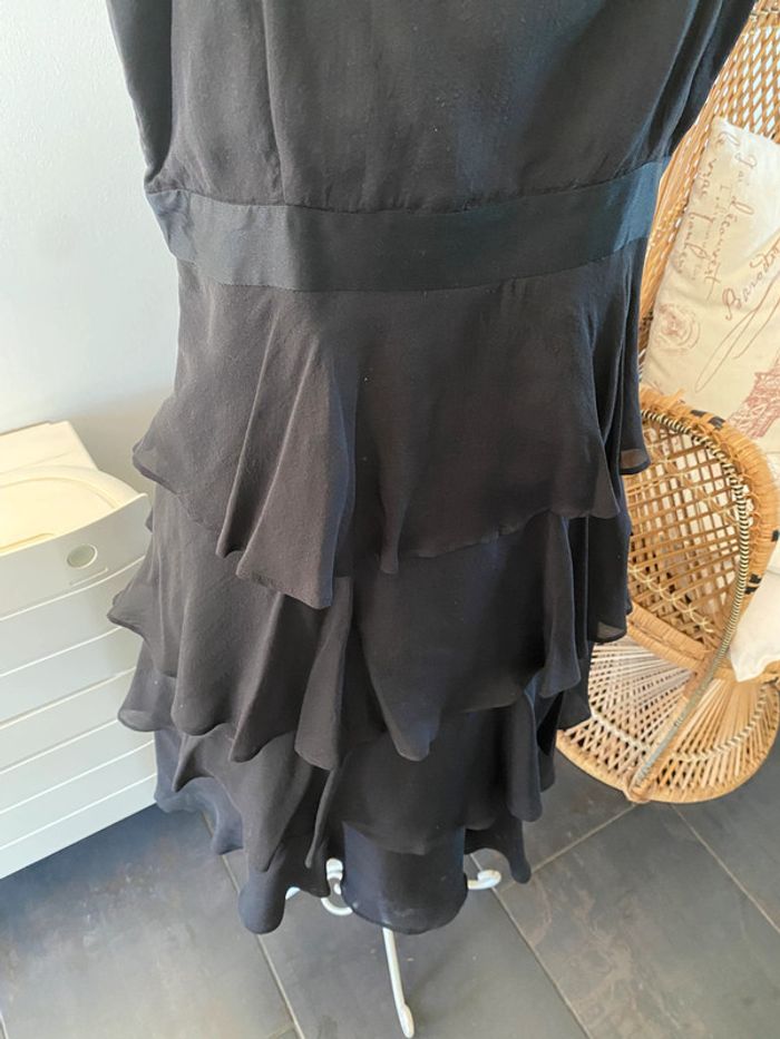 Robe 123 noire à volants 100% soie taille 38 - photo numéro 9