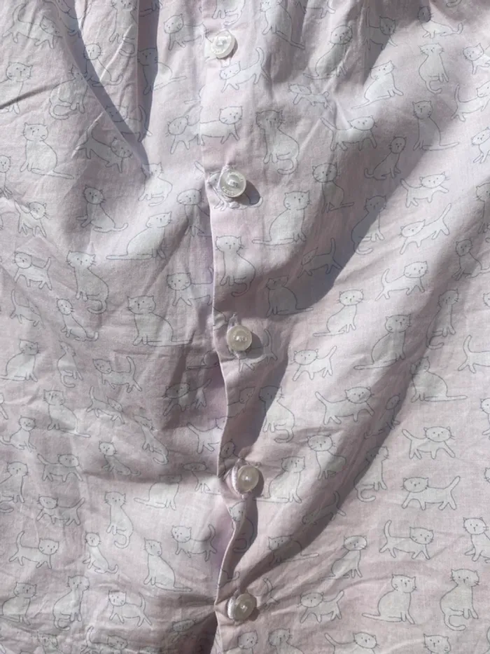 Chemisier bébé fille jacadi Paris blouse rose pâle chats blancs 24 mois 2 ans 86cm - photo numéro 6