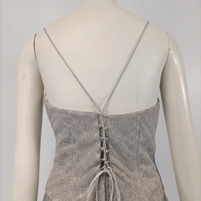 Robe corset argentée grise et dentelles - Savoy's taille M estimé A056 - photo numéro 6