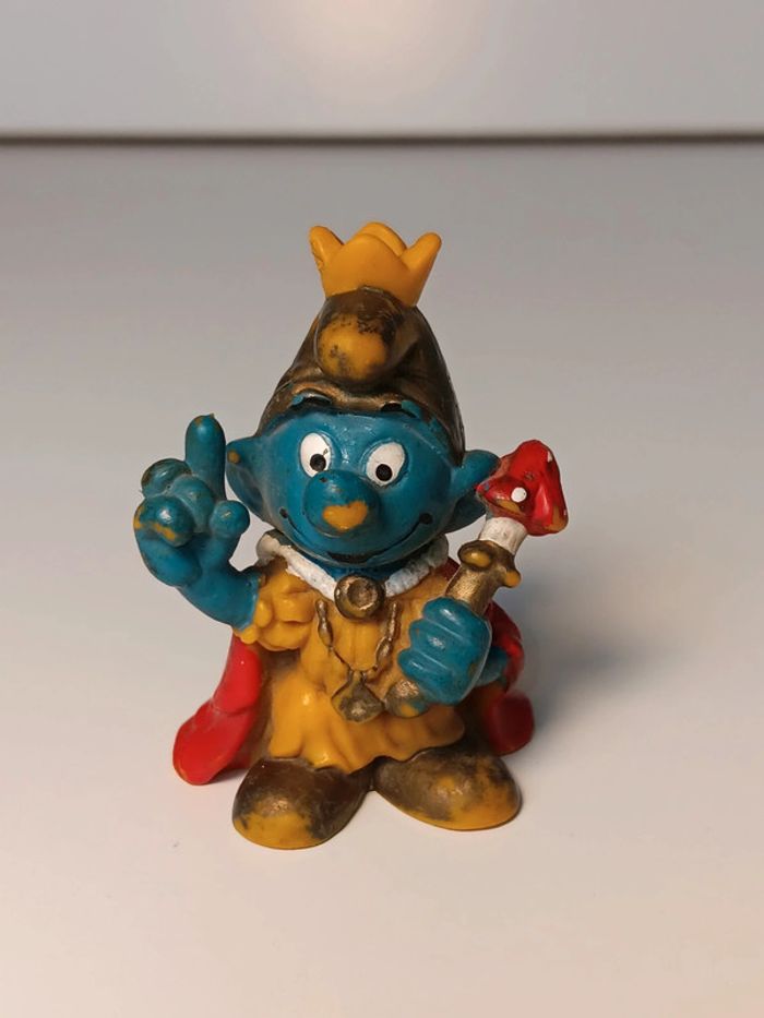 Figurine vintage schleich 1978 Schtroumpf roi king peyo made in portugal