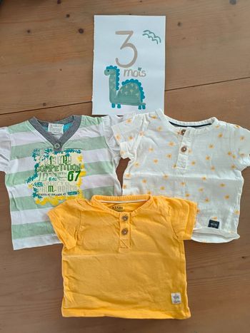 Lot 3 T-shirt manches courtes bébé garçon 3 mois