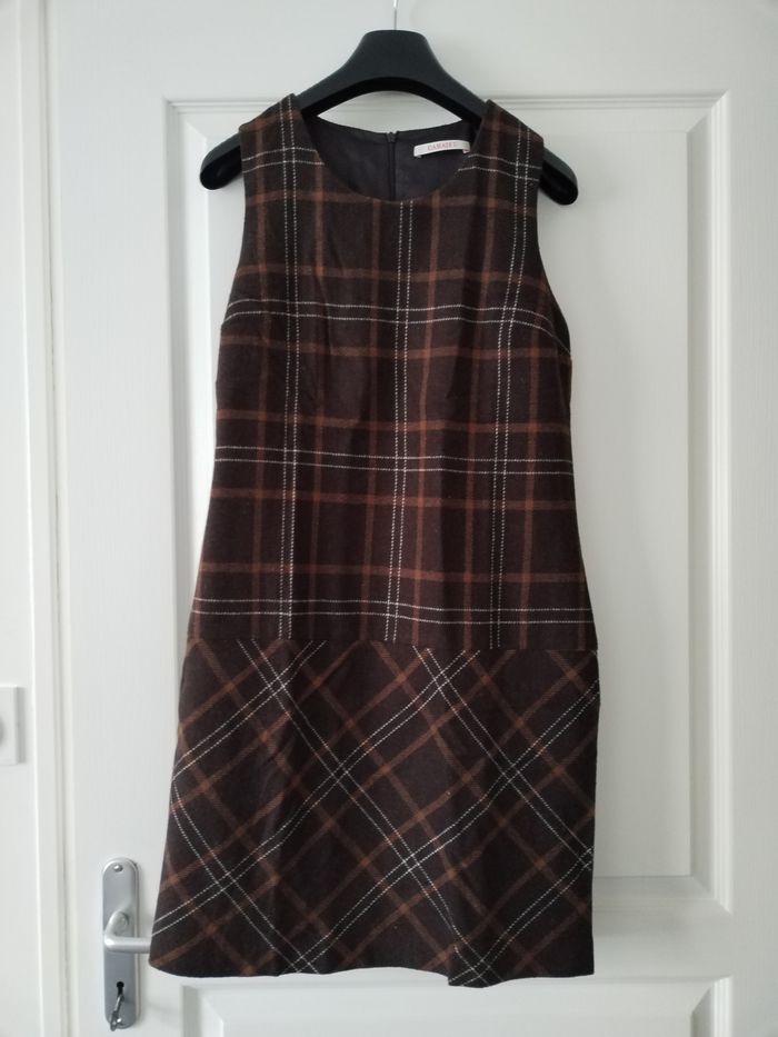 Robe carreaux marron 36 S Camaieu