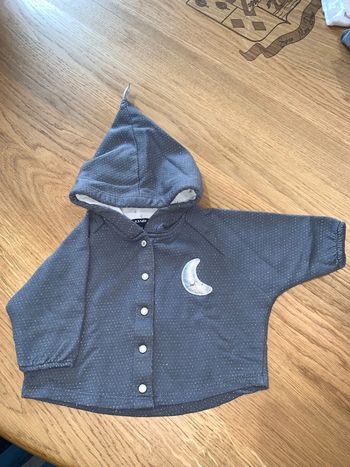 Gilet cardigan bébé fille Kiabi Type sweat ouvert gris anthracite  Pois gris argentés à paillettes