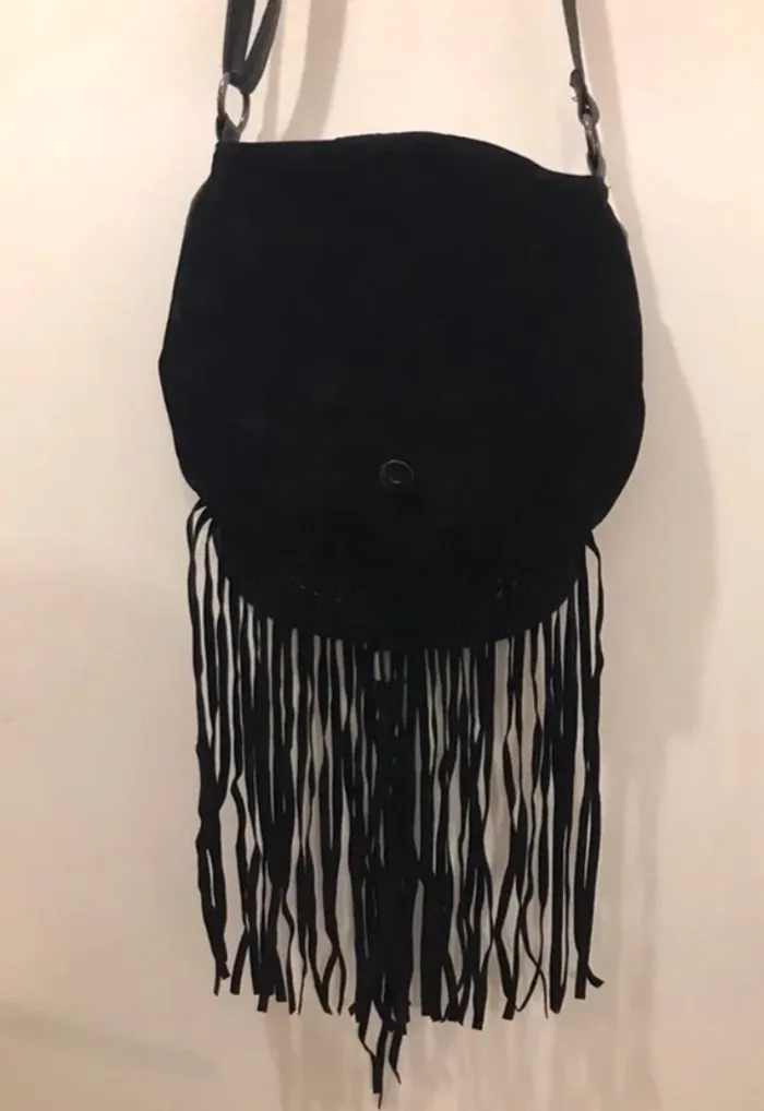 Sac à main atmosphère en bandoulière avec des franches noire en dim noir taille unique - photo numéro 5