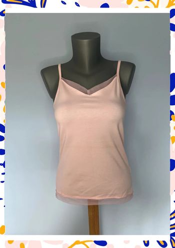 🌸 Débardeur La Fée Maraboutée – Taille 1 – Rose uni avec motif carré et éléphant 🌸