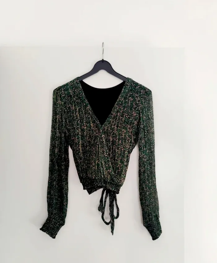 Blouse imprimée python verte lurex kookai 34 - photo numéro 9