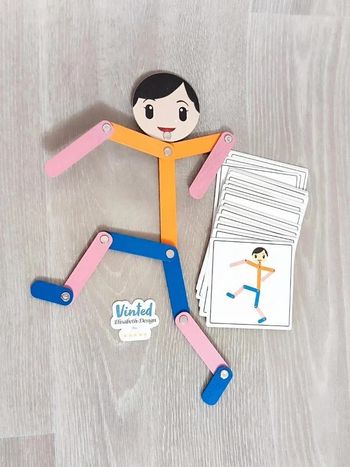 Jeu Montessori cartes de motricité fine Wooden Man