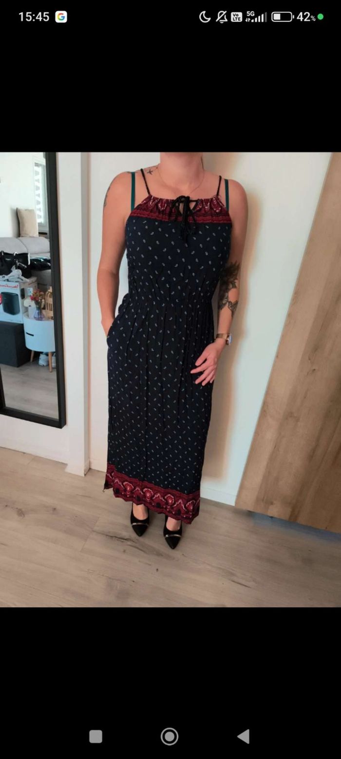 💙 Robe longue marine & rouge D&Z Fashion – Taille unique - photo numéro 2