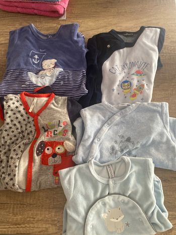 Lot 5 grenouillères velours 9 mois