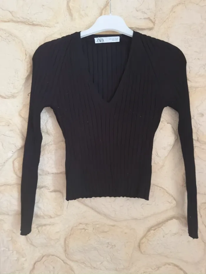 Haut côtelé noir Zara – Taille S