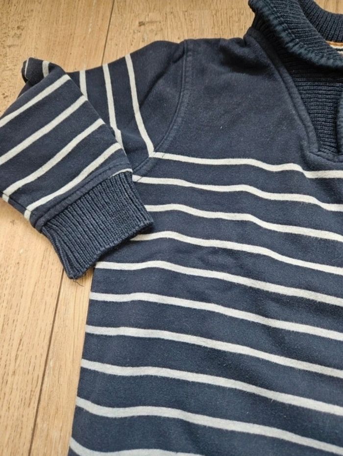 Pull à rayures bleu marine et gris Okaïdi 6 ans - photo numéro 4
