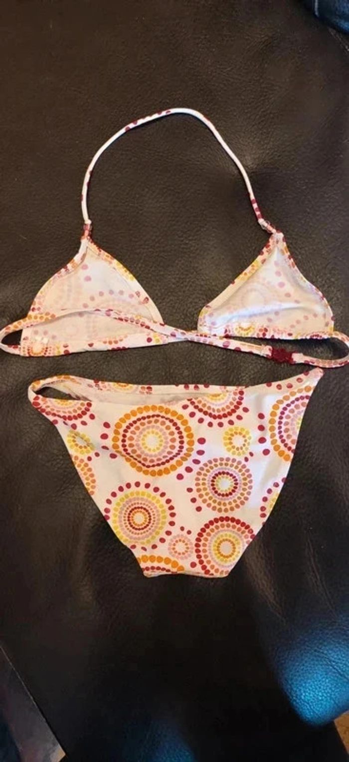 Maillot de bain blanc motifs rouge orange jaune Tape à l'oeil 14 ans - photo numéro 2