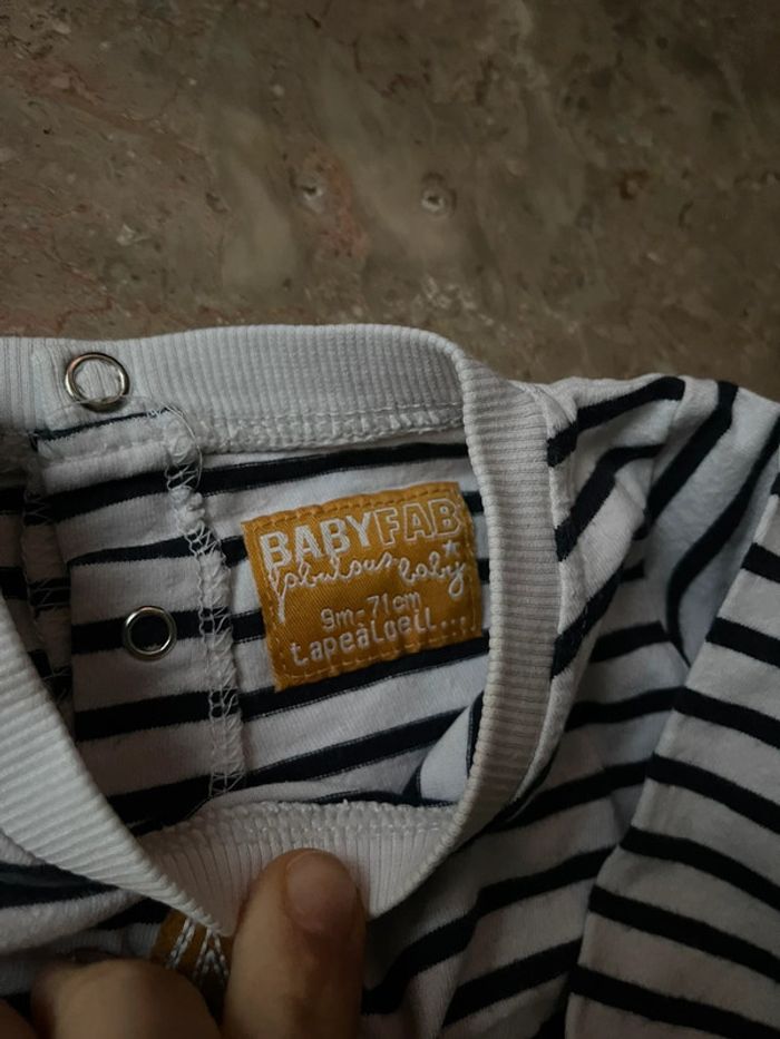 T shirt coton manches longues marinière 9 mois - photo numéro 2