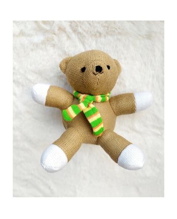 Petite peluche nounours en tricot avec écharpe style rétro vintage