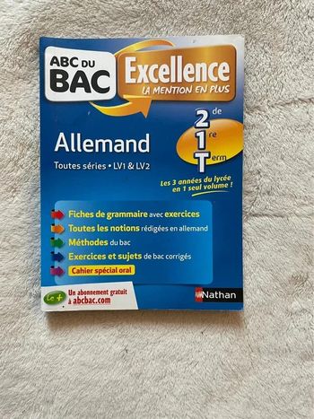 Livre manuel scolaire ABC du BAC allemand (grammaire, conjugaison)