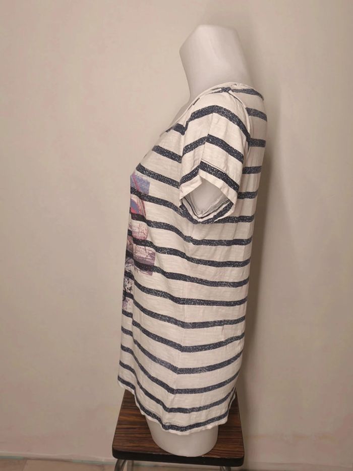 T-shirt S.Oliver Femme Taille 40 Blanc motifs - photo numéro 3