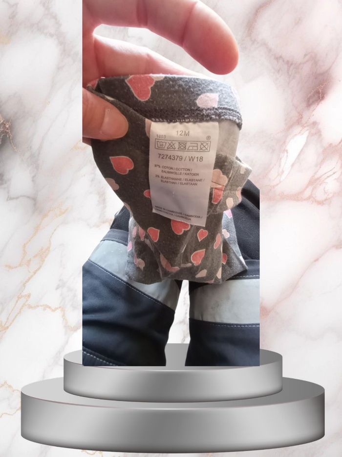 Legging "Coeurs Volants" Gris & Rose  taille 12 mois Pour Répandre l'Amour Partout - photo numéro 3