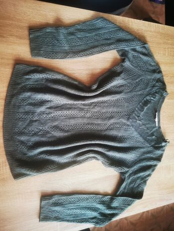 Pull léger grain de malice vert dentelle taille S