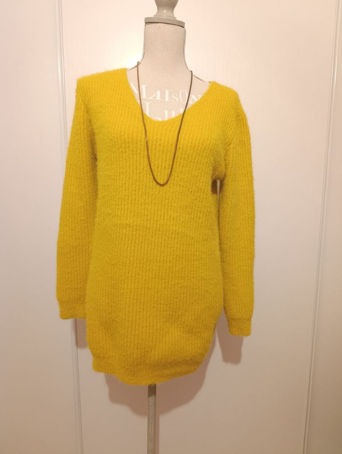 Pull col V jaune T M