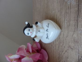 Ancienne Boîte à Dents de Lait Coeur avec Petit Pierrot, Clown, Arlequin Taïwan