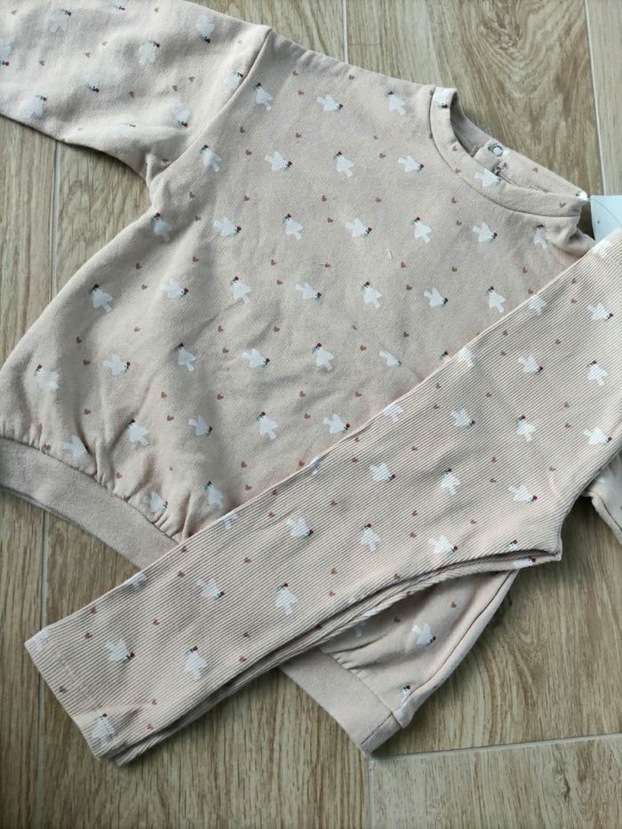 Ensemble sweat et legging beige imprimé oiseaux Kiabi 36 mois