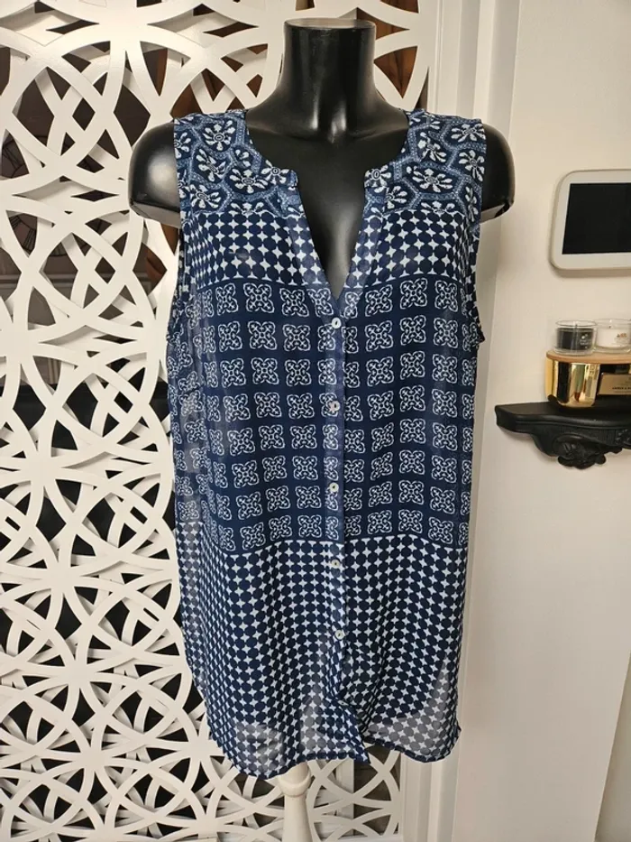 MS Mode blouse en voile bleu taille 48 - photo numéro 2
