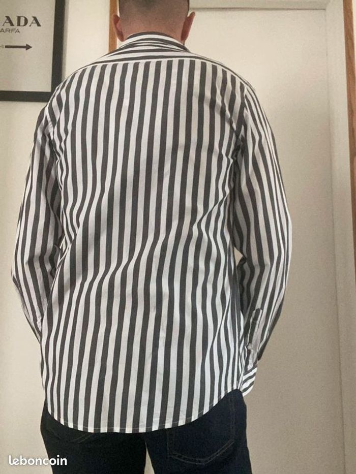 Chemise Rayée Taille S Galeries Lafayette Blanche Grise Neuve Homme - photo numéro 3