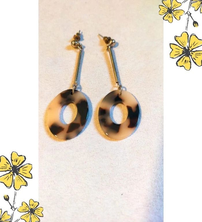Boucles d'oreilles vintage pendantes effet écaille – Collection Sable & Ébène - photo numéro 3