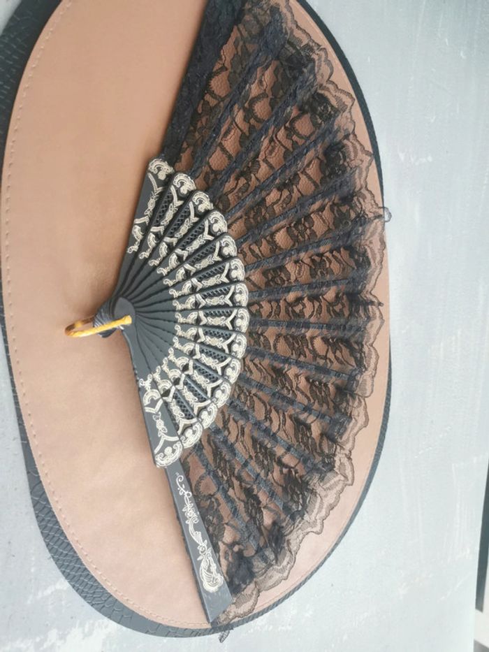 Éventail style Vintage dentelle noire