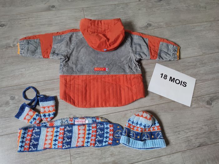 ensemble manteau écharpe bonnet moufles garçon clayeux - photo numéro 3