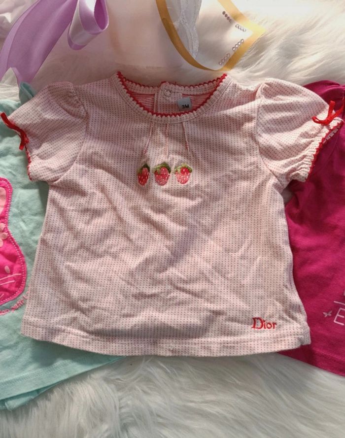 Lot tee-shirt manches courtes bébé fille - photo numéro 3