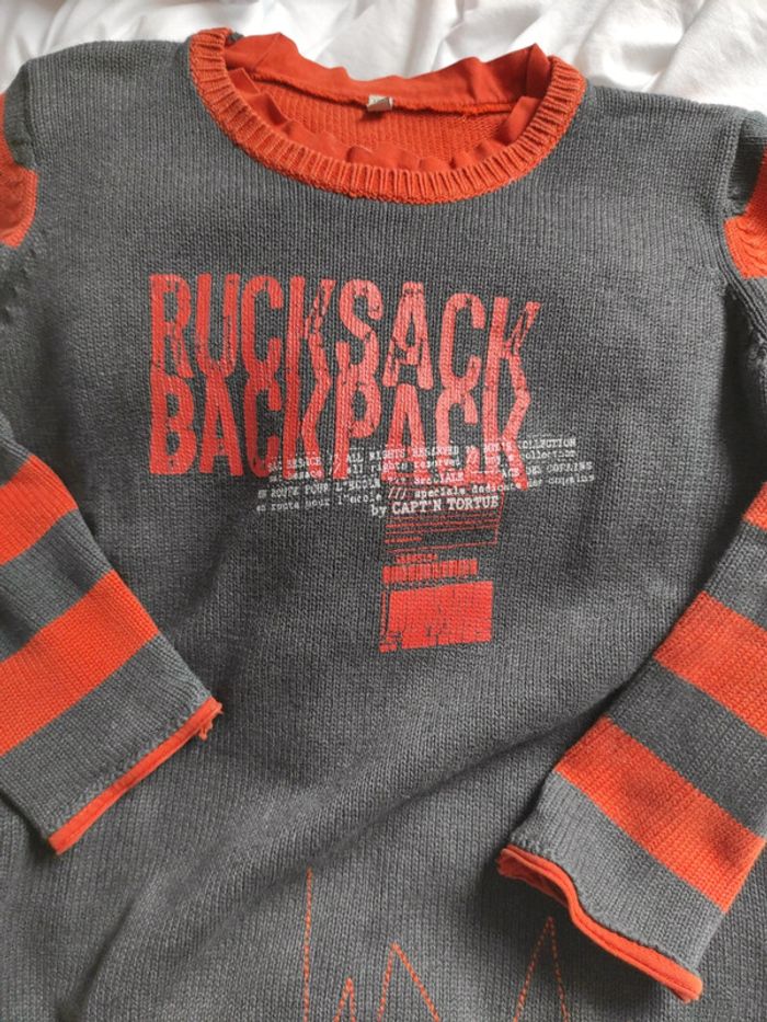 Pull orange et gris anthracite - photo numéro 3