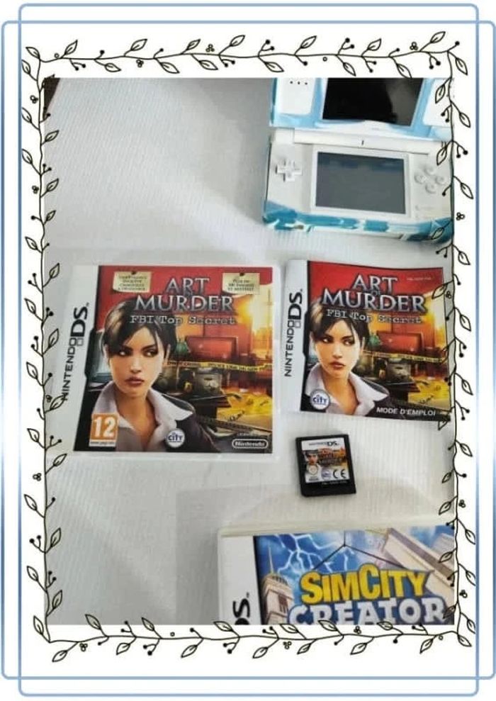 Lot nintendo ds avec une nintendo blanche en bon état mais il y'a des traces + 3 jeux - photo numéro 4